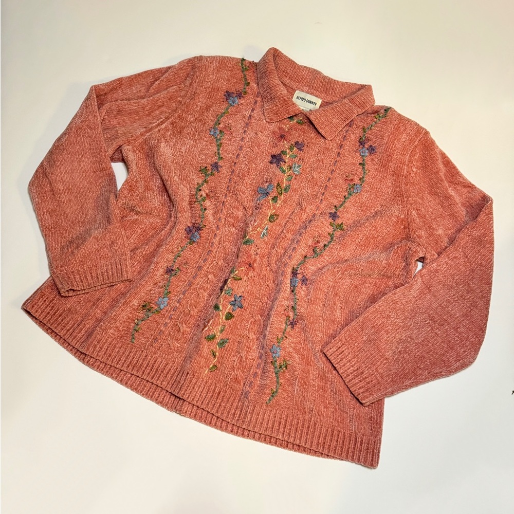 Alfred Dunner Vintage Pink Embroidered Sweater